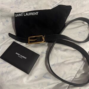 Saint Laurent Black Belt with Gold Buckle
